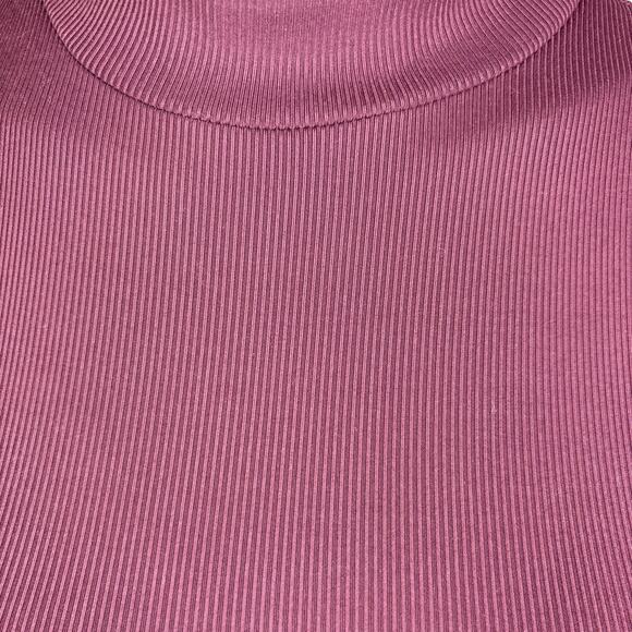 Girlfriend Collective Women's Maroon Ribbed Built In Bra Mock Neck Bodysuit S - Picture 7 of 8